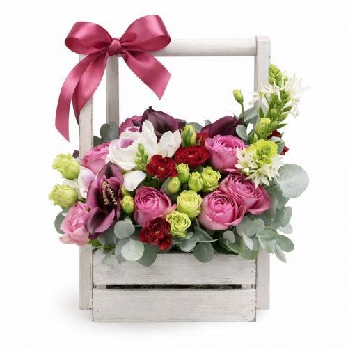 Композиция в ящике «Цветочное чудо»