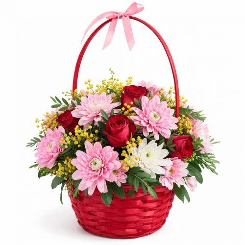 Корзина с цветами «Рассветная нежность»