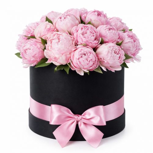 Цветы в шляпной коробке «Теплый свет»