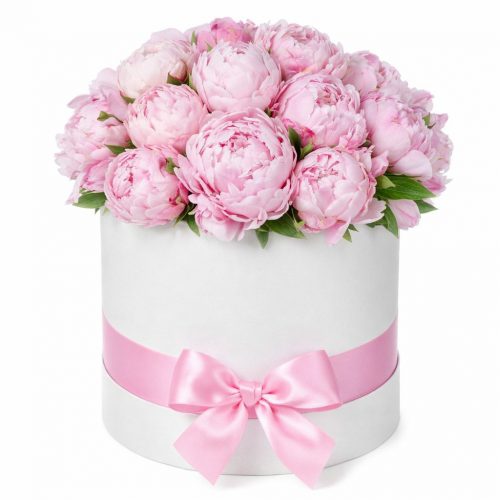Цветы в шляпной коробке «Розовое облако»