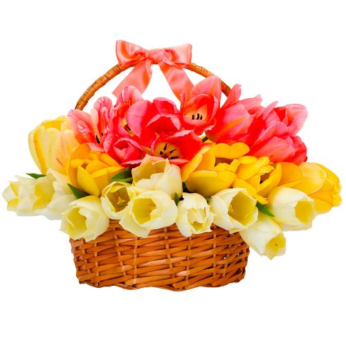 Корзина с цветами «Тюльпановый рай»