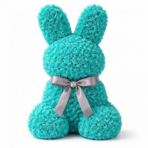Заяц из роз бирюзовый