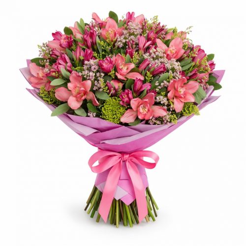 Букет цветов «Розовый вихрь»