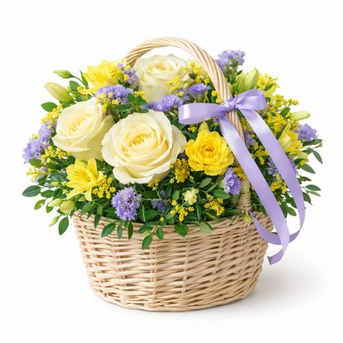 Живые цветы в корзине «Шарм»